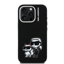 Apple iPhone 16 Pro Uyumlu Kılıf Karl Lagerfeld Orjinal Lisanslı Karl & Choupette Sketch Logo Sililkon Kapak - 2