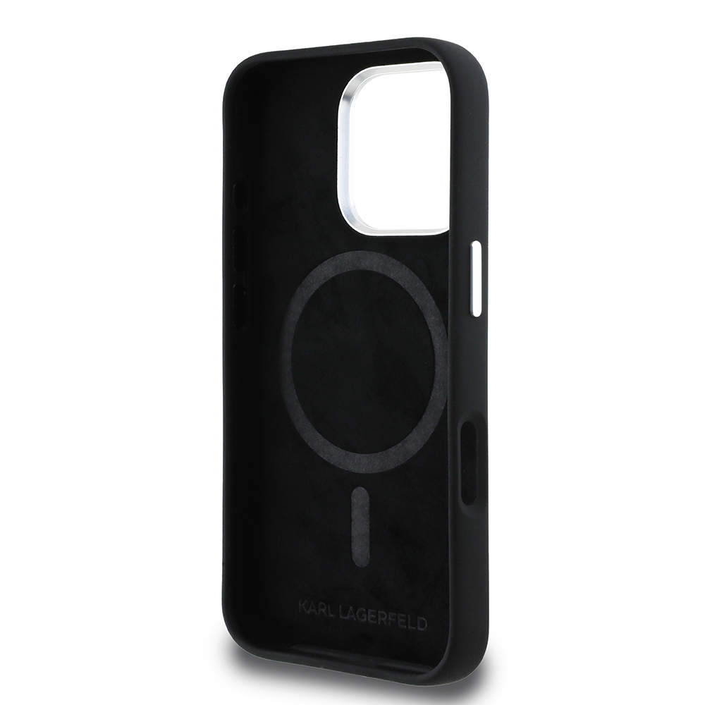 Apple iPhone 16 Pro Uyumlu Kılıf Karl Lagerfeld Orjinal Lisanslı Karl & Choupette Sketch Logo Sililkon Kapak - 6