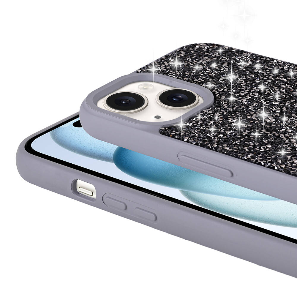 Apple iPhone 15 Plus Uyumlu Kılıf Parlak Taşlı Tasarım Zore Pırlanta Kapak - 11