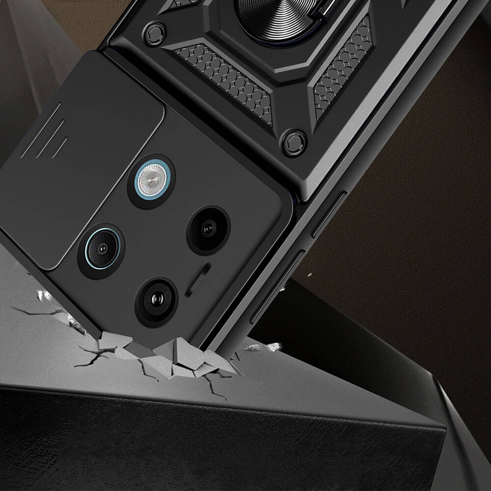 Xiaomi Redmi Note 13 Pro 5G Uyumlu Kılıf Magnetik Standlı Kamera Korumalı Zore Sürgülü Vega Kapak - 1