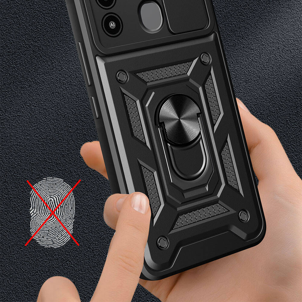 Tecno Spark 8C Uyumlu Kılıf Magnetik Standlı Kamera Korumalı Zore Sürgülü Vega Kapak - 6