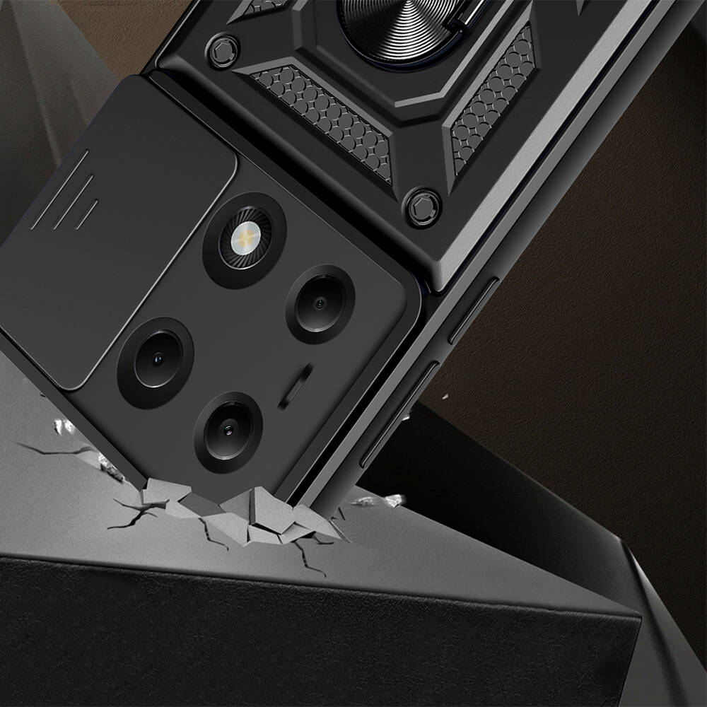 Xiaomi Redmi Note 13 Pro 4G Uyumlu Kılıf Magnetik Standlı Kamera Korumalı Zore Sürgülü Vega Kapak - 1