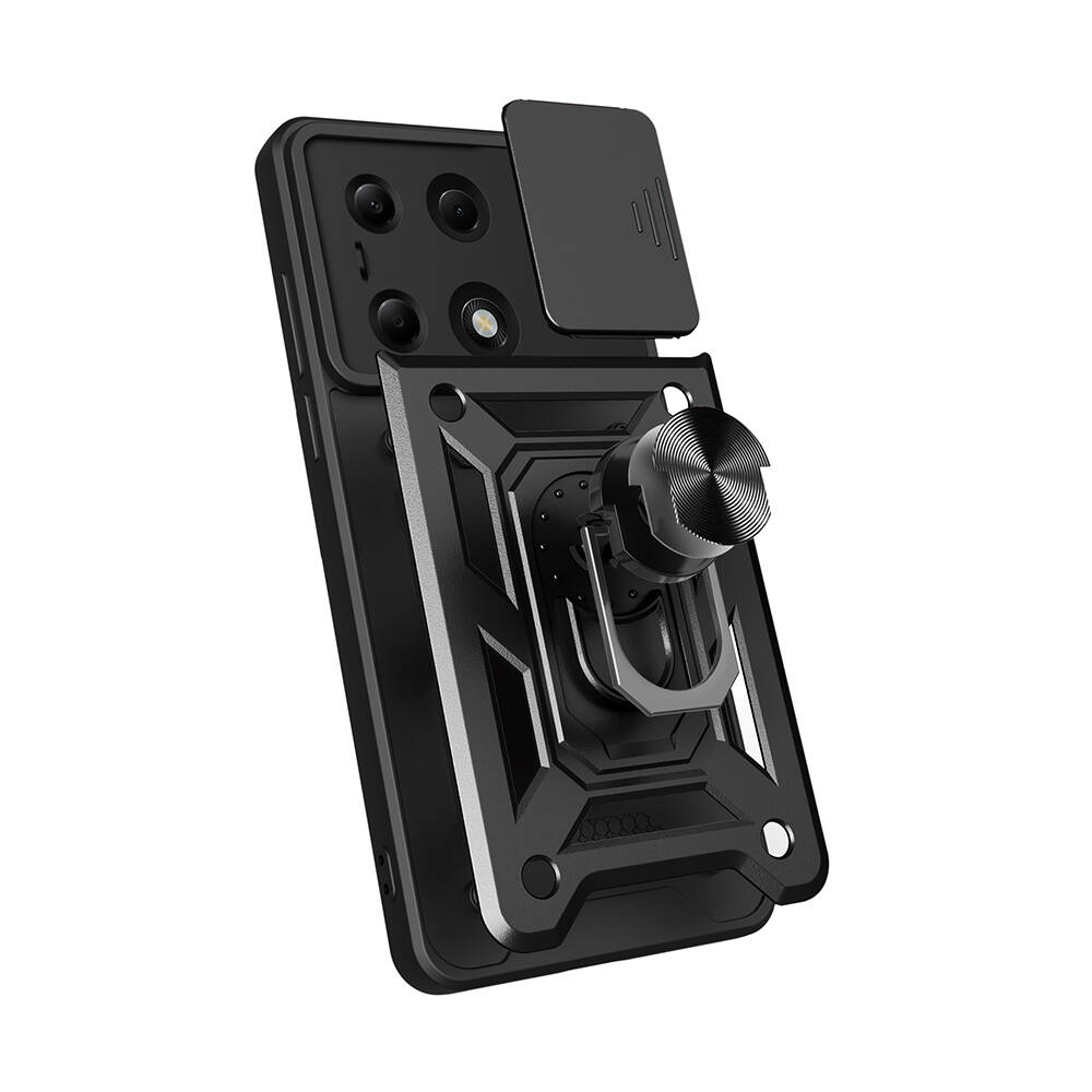 Xiaomi Redmi Note 13 Pro 4G Uyumlu Kılıf Magnetik Standlı Kamera Korumalı Zore Sürgülü Vega Kapak - 3