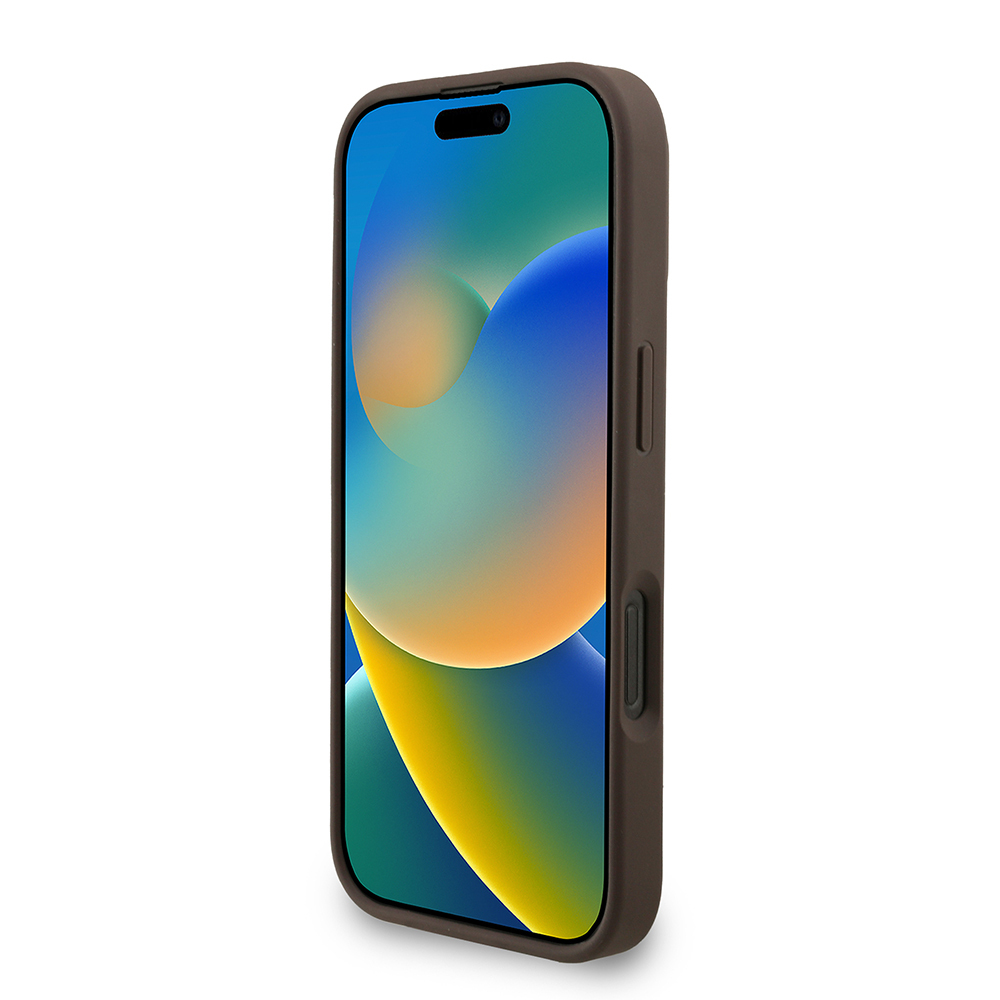 Apple iPhone 16 Pro Uyumlu Kılıf Guess Orjinal Lisanslı PU Deri Bilek Askı İpli Metal Büyük 4G ve Yazı Logolu Kapak - 4