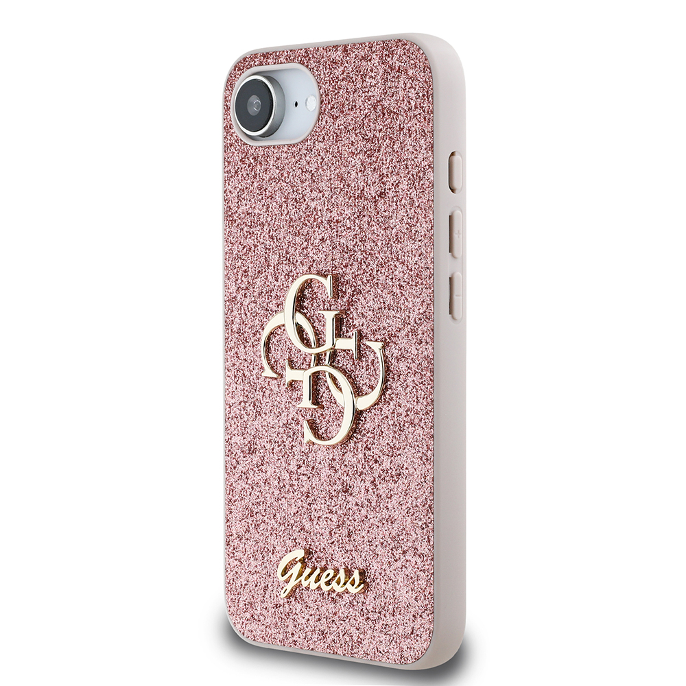 Apple iPhone 16E Uyumlu Kılıf Guess Orjinal Lisanslı 4G Büyük Metal Logolu Glitter Kapak - 1