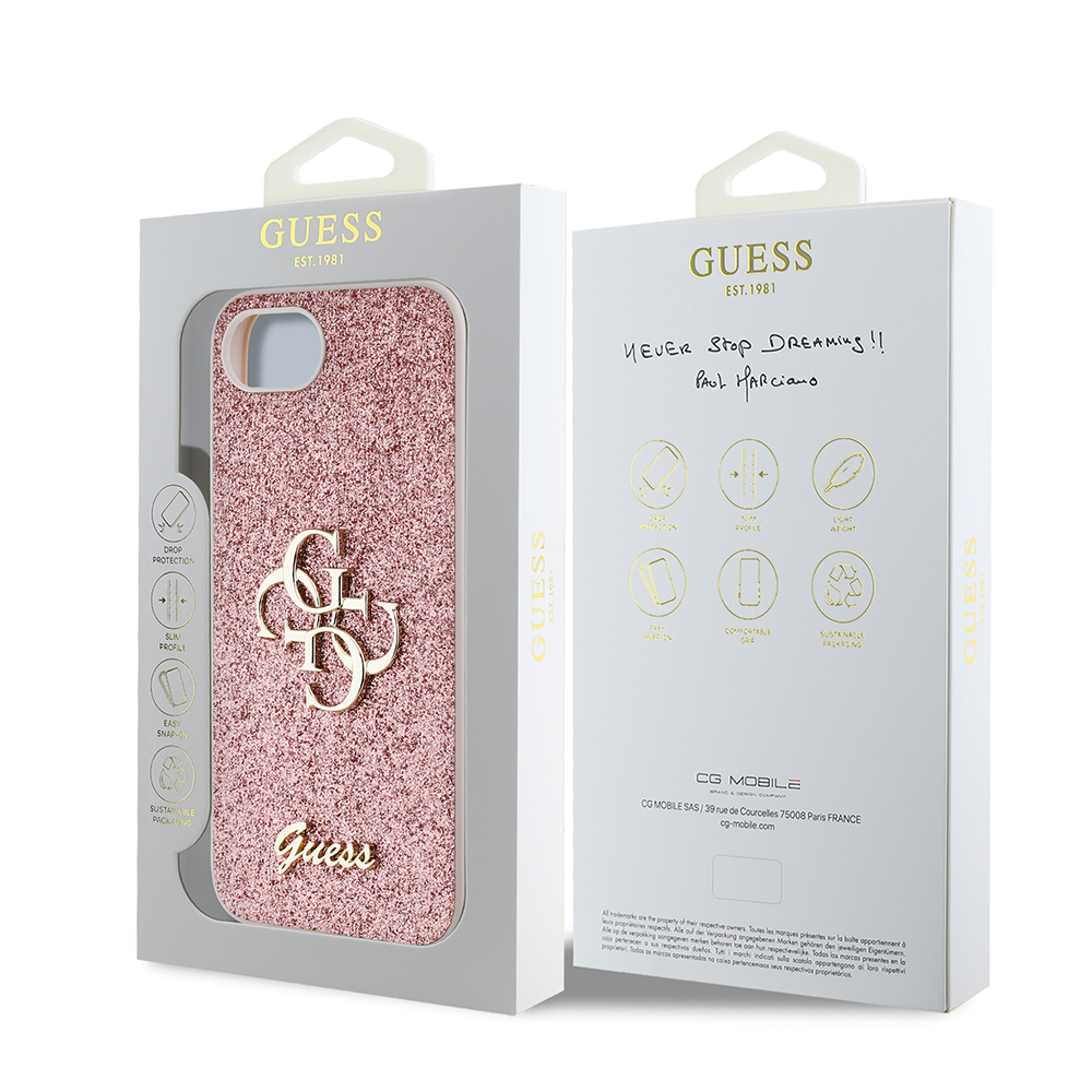 Apple iPhone 16E Uyumlu Kılıf Guess Orjinal Lisanslı 4G Büyük Metal Logolu Glitter Kapak - 7