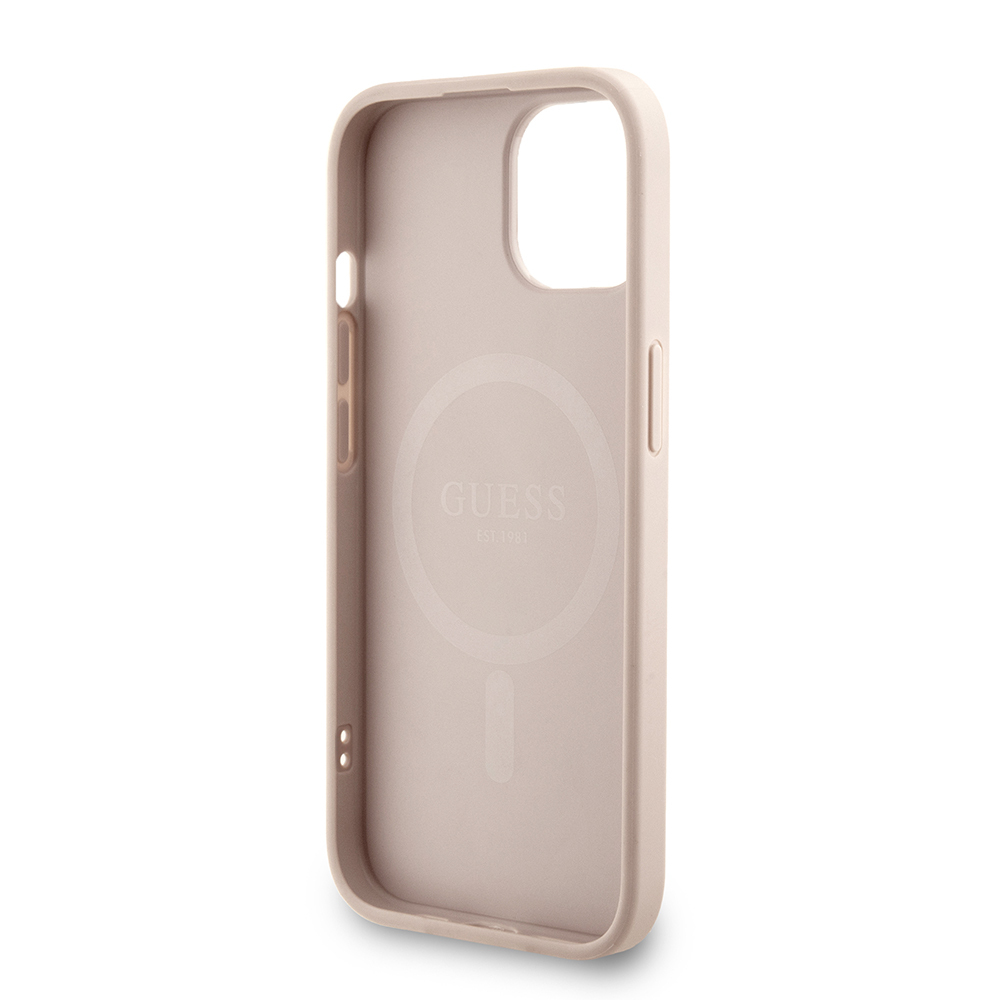 Apple iPhone 14 Uyumlu Kılıf Guess Orjinal Lisanslı M-safe Şarj Özellikli PU Deri Bilek Askı İpli Yazı Logolu Kapak - 13