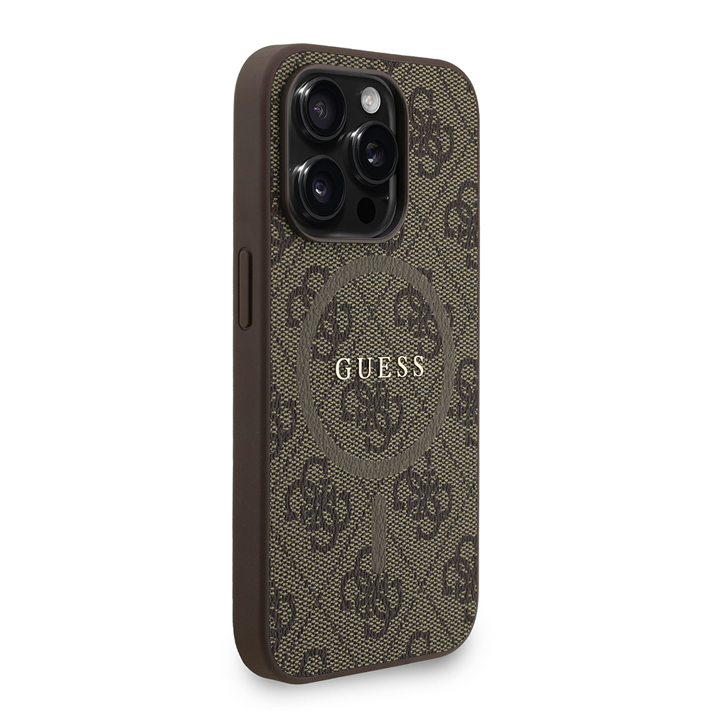 Apple iPhone 15 Pro Uyumlu Kılıf Guess Orjinal Lisanslı M-safe Şarj Özellikli PU Deri Bilek Askı İpli Yazı Logolu Kapak - 3