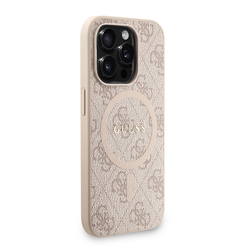 Apple iPhone 15 Pro Uyumlu Kılıf Guess Orjinal Lisanslı M-safe Şarj Özellikli PU Deri Bilek Askı İpli Yazı Logolu Kapak - 10