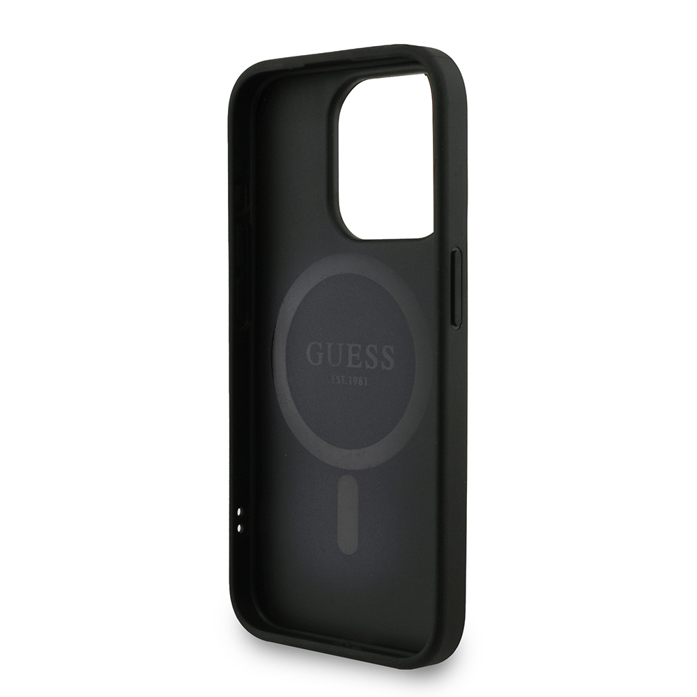 Apple iPhone 15 Pro Max Uyumlu Kılıf Guess Orjinal Lisanslı M-safe Şarj Özellikli PU Deri Bilek Askı İpli Yazı Logolu Kapak - 20