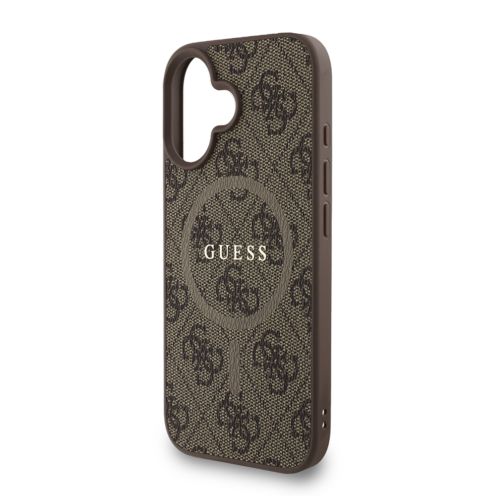 Apple iPhone 16 Uyumlu Kılıf Guess Orjinal Lisanslı M-safe Şarj Özellikli PU Deri Bilek Askı İpli Yazı Logolu Kapak - 12