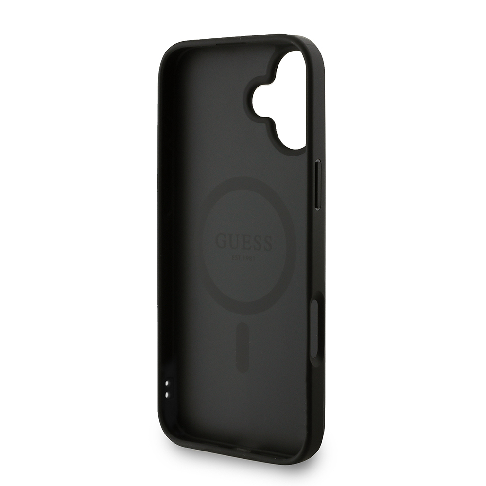 Apple iPhone 16 Plus Uyumlu Kılıf Guess Orjinal Lisanslı M-safe Şarj Özellikli PU Deri Bilek Askı İpli Yazı Logolu Kapak - 20
