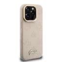 Apple iPhone 15 Pro Uyumlu Kılıf Guess Orjinal Lisanslı M-safe Şarj Özellikli Sıcak Baskılı Yazı Logolu Kamera Standlı PU Deri Peony Kapak - 3