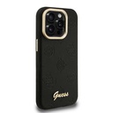 Apple iPhone 15 Pro Uyumlu Kılıf Guess Orjinal Lisanslı M-safe Şarj Özellikli Sıcak Baskılı Yazı Logolu Kamera Standlı PU Deri Peony Kapak - 10