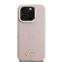 Apple iPhone 15 Pro Max Uyumlu Kılıf Guess Orjinal Lisanslı M-safe Şarj Özellikli Sıcak Baskılı Yazı Logolu Kamera Standlı PU Deri Peony Kapak - 16