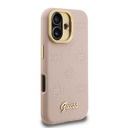 Apple iPhone 16 Uyumlu Kılıf Guess Orjinal Lisanslı M-safe Şarj Özellikli Sıcak Baskılı Yazı Logolu Kamera Standlı PU Deri Peony Kapak - 3