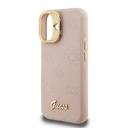 Apple iPhone 16 Uyumlu Kılıf Guess Orjinal Lisanslı M-safe Şarj Özellikli Sıcak Baskılı Yazı Logolu Kamera Standlı PU Deri Peony Kapak - 5