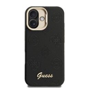 Apple iPhone 16 Uyumlu Kılıf Guess Orjinal Lisanslı M-safe Şarj Özellikli Sıcak Baskılı Yazı Logolu Kamera Standlı PU Deri Peony Kapak - 9