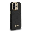 Apple iPhone 16 Uyumlu Kılıf Guess Orjinal Lisanslı M-safe Şarj Özellikli Sıcak Baskılı Yazı Logolu Kamera Standlı PU Deri Peony Kapak - 10