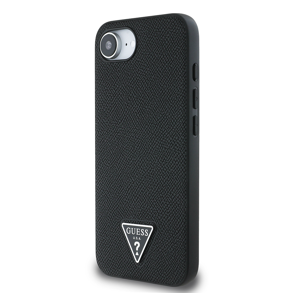 Apple iPhone 16E Uyumlu Kılıf Guess Orjinal Lisanslı M-safe Şarj Özellikli Grained Triangle Kapak - 1