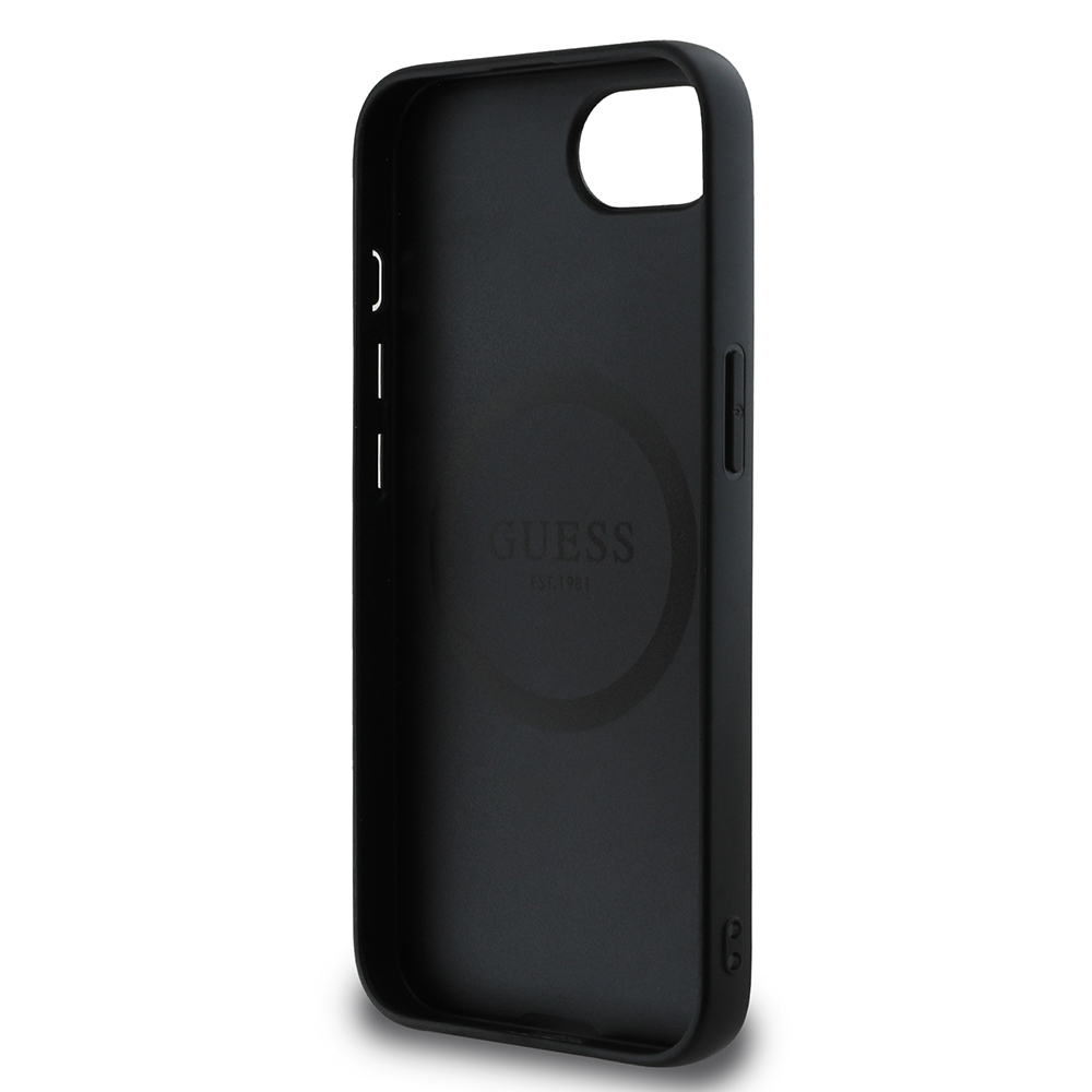 Apple iPhone 16E Uyumlu Kılıf Guess Orjinal Lisanslı M-safe Şarj Özellikli Grained Triangle Kapak - 6
