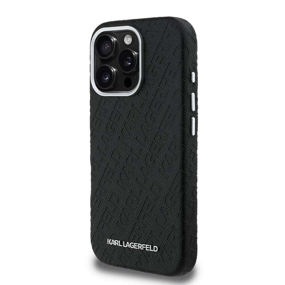 Apple iPhone 16 Pro Uyumlu Kılıf Karl Lagerfeld Orjinal Lisanslı PU Deri Damgalı Metal Yazı Logolu Kapak - 2