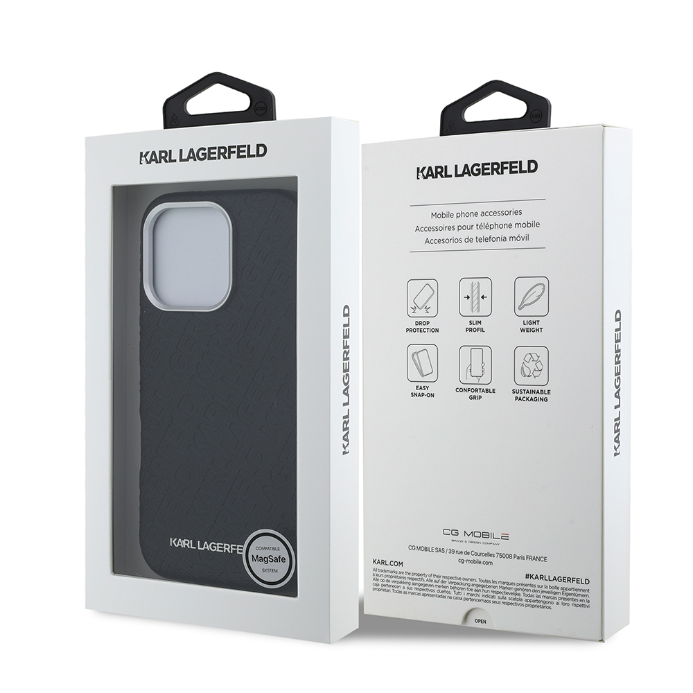 Apple iPhone 16 Pro Uyumlu Kılıf Karl Lagerfeld Orjinal Lisanslı PU Deri Damgalı Metal Yazı Logolu Kapak - 7