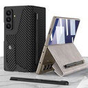 Galaxy Z Fold 7 Kılıf Kamera Korumalı Kadife Tasarımlı Zore Kıpta Kalem Bölmeli Fest Kapak - 6