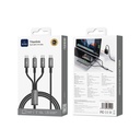 Wiwu Wi-C060 Titanlink Serisi 3in1 Type-C to Lightning – 2xType-C Örgülü Şarj ve Data PD Kablo 60W 1.2m - 2