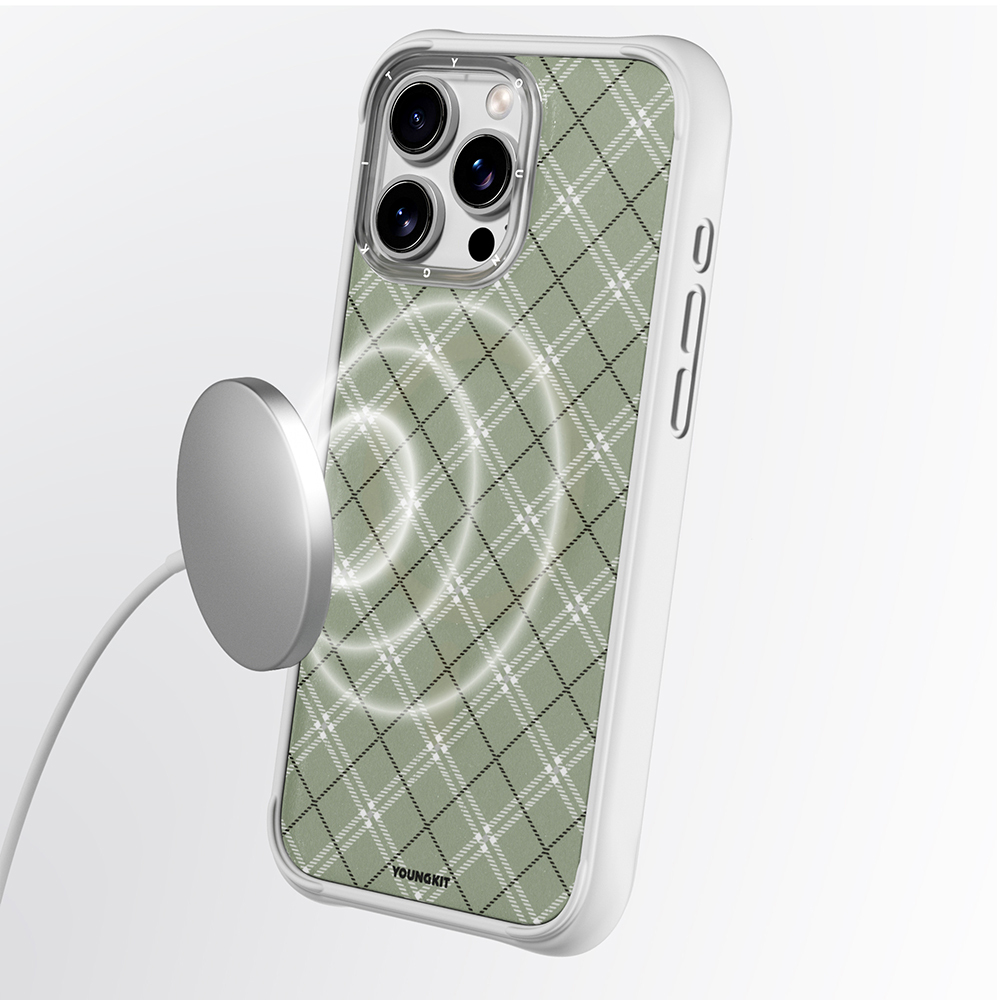 Apple iPhone 16 Pro Uyumlu Kılıf M-safe Şarj Özellikli Youngkit Argyle Serisi Kapak - 10