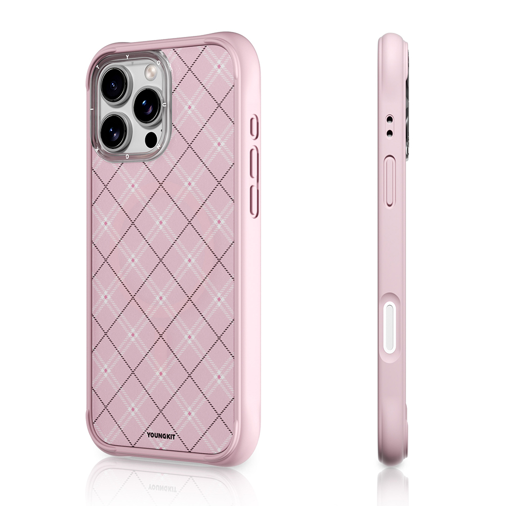 Apple iPhone 16 Pro Max Uyumlu Kılıf M-safe Şarj Özellikli Youngkit Argyle Serisi Kapak - 1