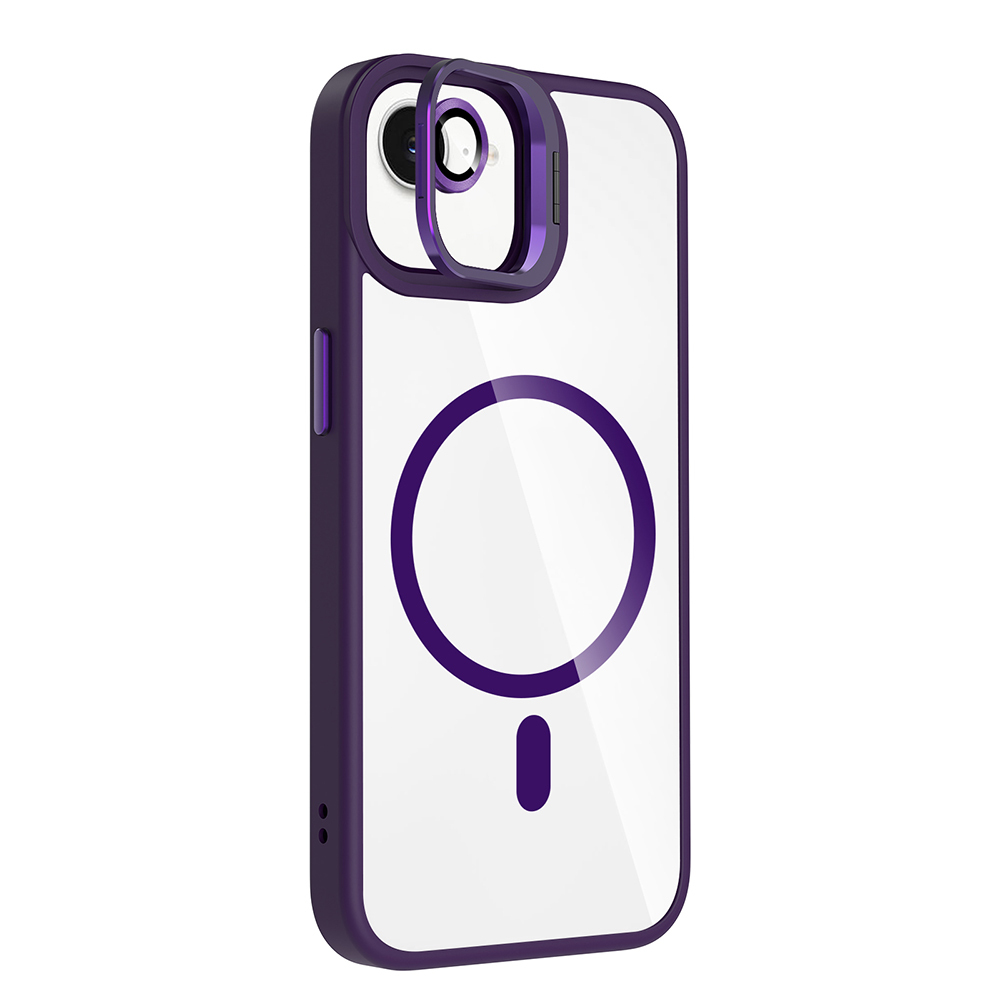 Apple iPhone 16E Uyumlu Kılıf Standlı ve Kamera Lens Hediyeli M-Safe Şarj Özellikli Zore Etro Kapak - 1