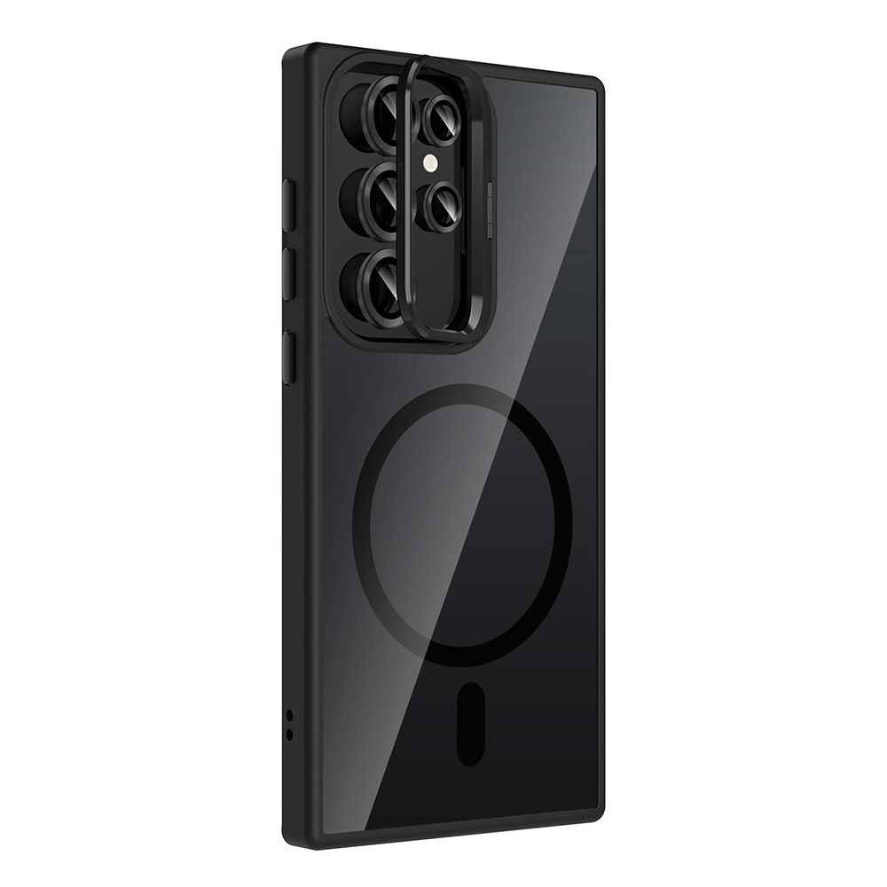 Samsung Galaxy S22 Ultra Uyumlu Kılıf Standlı ve Kamera Lens Hediyeli M-Safe Şarj Özellikli Zore Etro Kapak - 3