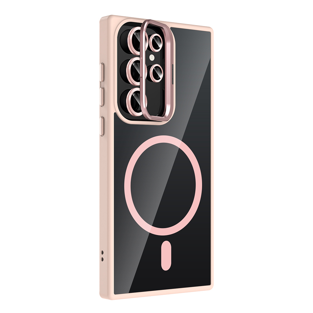 Samsung Galaxy S22 Ultra Uyumlu Kılıf Standlı ve Kamera Lens Hediyeli M-Safe Şarj Özellikli Zore Etro Kapak - 7