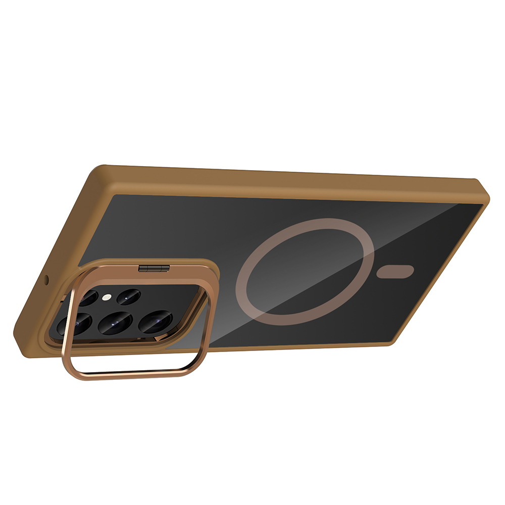 Samsung Galaxy S22 Ultra Uyumlu Kılıf Standlı ve Kamera Lens Hediyeli M-Safe Şarj Özellikli Zore Etro Kapak - 10