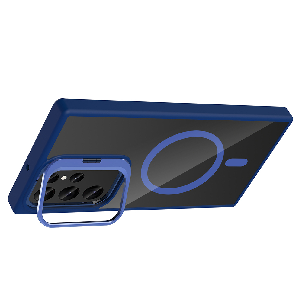 Samsung Galaxy S22 Ultra Uyumlu Kılıf Standlı ve Kamera Lens Hediyeli M-Safe Şarj Özellikli Zore Etro Kapak - 12