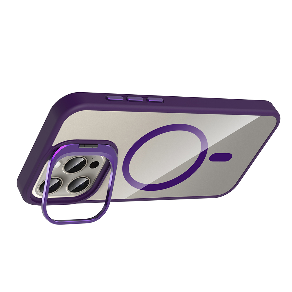 Apple iPhone 15 Pro Max Uyumlu Kılıf Standlı ve Kamera Lens Hediyeli M-Safe Şarj Özellikli Zore Etro Kapak - 5