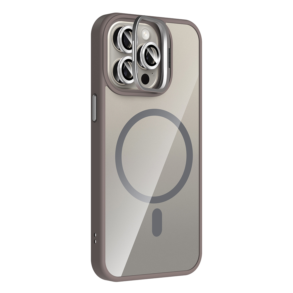 Apple iPhone 15 Pro Max Uyumlu Kılıf Standlı ve Kamera Lens Hediyeli M-Safe Şarj Özellikli Zore Etro Kapak - 6