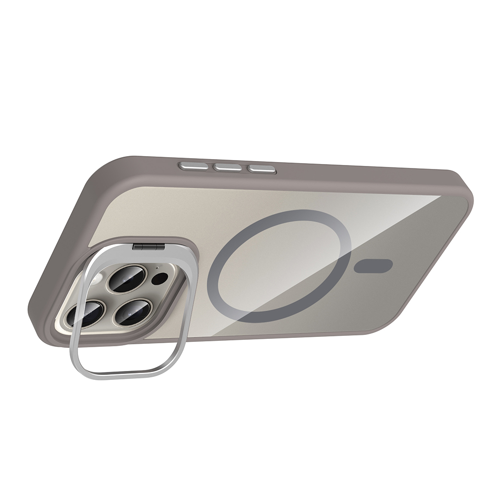 Apple iPhone 15 Pro Max Uyumlu Kılıf Standlı ve Kamera Lens Hediyeli M-Safe Şarj Özellikli Zore Etro Kapak - 7