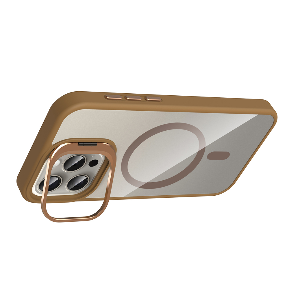 Apple iPhone 15 Pro Max Uyumlu Kılıf Standlı ve Kamera Lens Hediyeli M-Safe Şarj Özellikli Zore Etro Kapak - 11