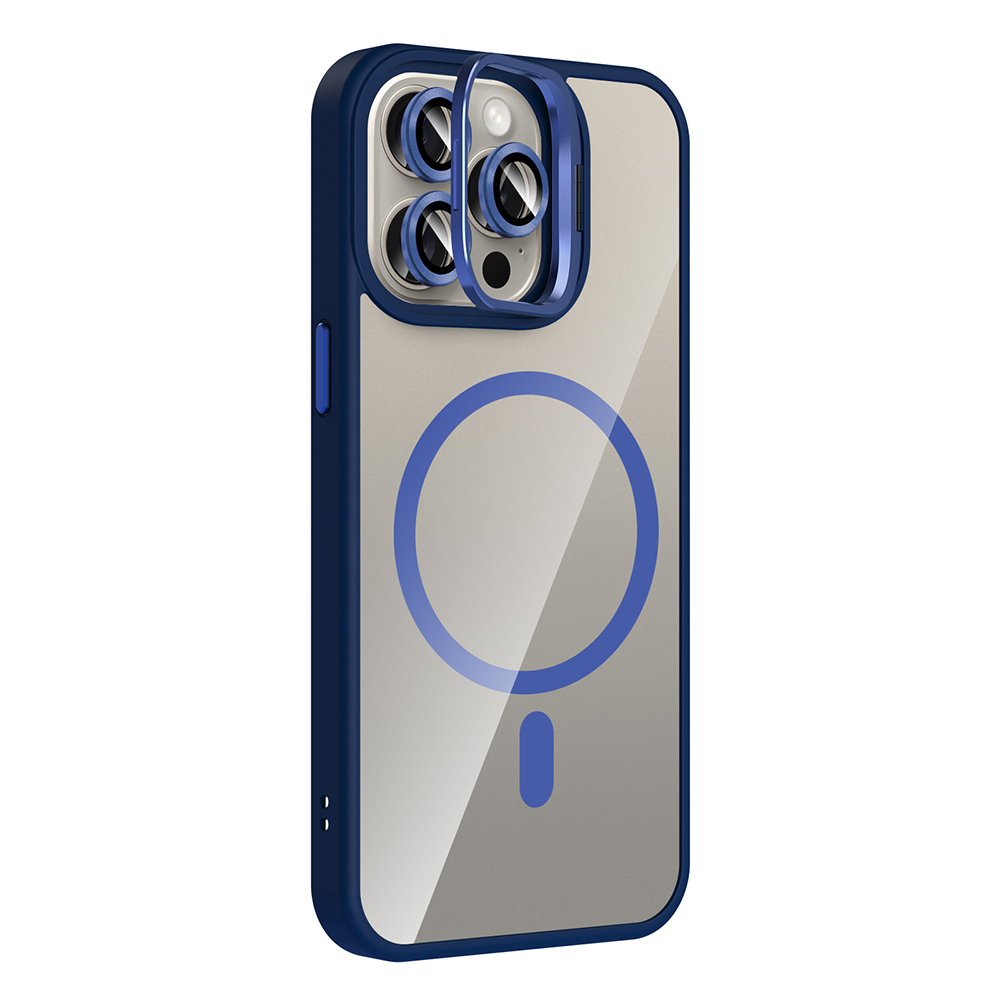 Apple iPhone 15 Pro Max Uyumlu Kılıf Standlı ve Kamera Lens Hediyeli M-Safe Şarj Özellikli Zore Etro Kapak - 12