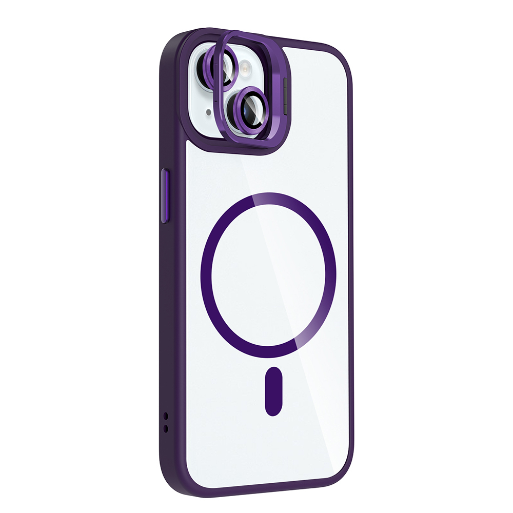 Apple iPhone 15 Uyumlu Kılıf Standlı ve Kamera Lens Hediyeli M-Safe Şarj Özellikli Zore Etro Kapak - 1