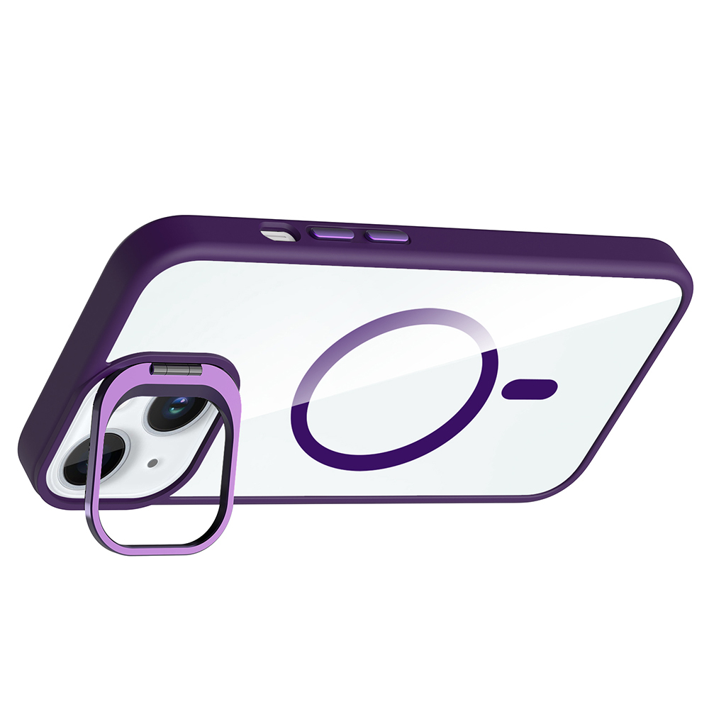 Apple iPhone 15 Uyumlu Kılıf Standlı ve Kamera Lens Hediyeli M-Safe Şarj Özellikli Zore Etro Kapak - 2