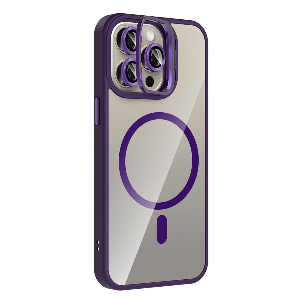 Apple iPhone 15 Pro Uyumlu Kılıf Standlı ve Kamera Lens Hediyeli M-Safe Şarj Özellikli Zore Etro Kapak - 1