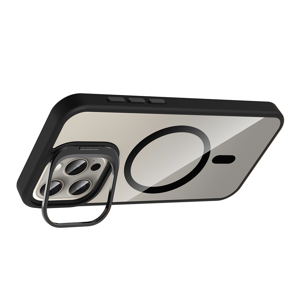 Apple iPhone 15 Pro Uyumlu Kılıf Standlı ve Kamera Lens Hediyeli M-Safe Şarj Özellikli Zore Etro Kapak - 6