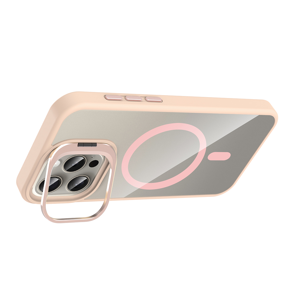 Apple iPhone 15 Pro Uyumlu Kılıf Standlı ve Kamera Lens Hediyeli M-Safe Şarj Özellikli Zore Etro Kapak - 10