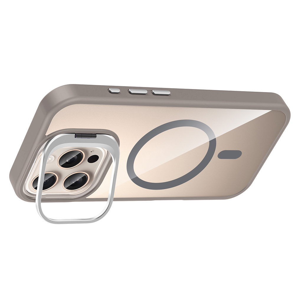 Apple iPhone 16 Pro Uyumlu Kılıf Standlı ve Kamera Lens Hediyeli M-Safe Şarj Özellikli Zore Etro Kapak - 12