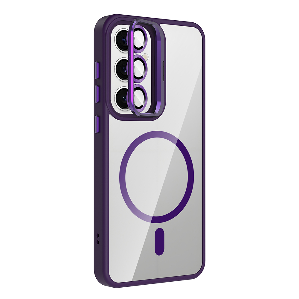 Samsung Galaxy S24 FE Uyumlu Kılıf Standlı ve Kamera Lens Hediyeli M-Safe Şarj Özellikli Zore Etro Kapak - 1