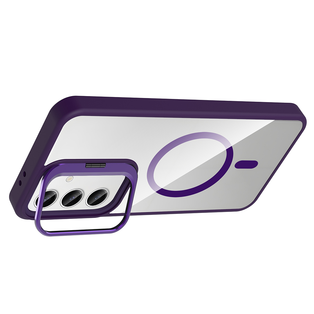 Samsung Galaxy S24 FE Uyumlu Kılıf Standlı ve Kamera Lens Hediyeli M-Safe Şarj Özellikli Zore Etro Kapak - 2