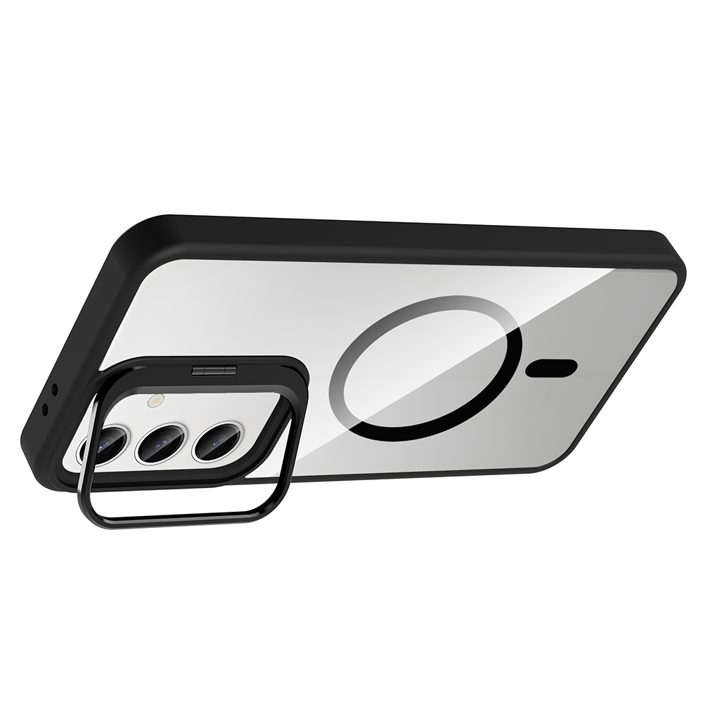 Samsung Galaxy S24 FE Uyumlu Kılıf Standlı ve Kamera Lens Hediyeli M-Safe Şarj Özellikli Zore Etro Kapak - 6